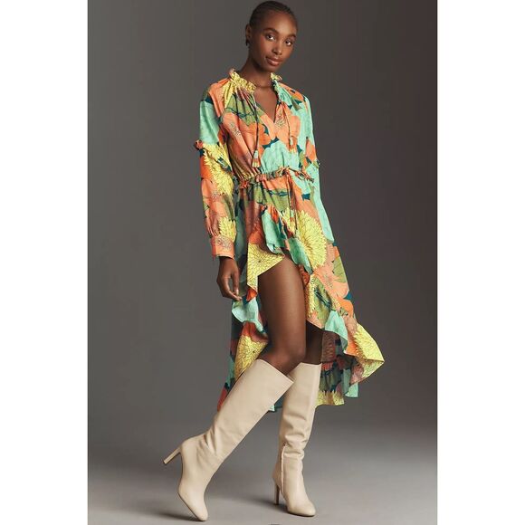 Anthropologie Farm Rio Long-Sleeve Floral Midi Dress - cruiseboatoman.com